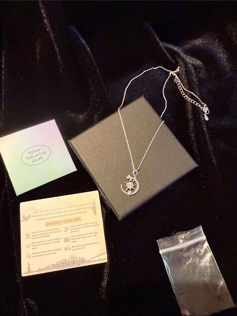 Silver Moon and Star Pendant Necklace - Sterling Silver